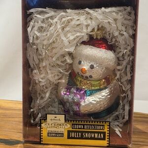 Hallmark Keepsake Ornament Jolly Snowman Blown Glass Ornament